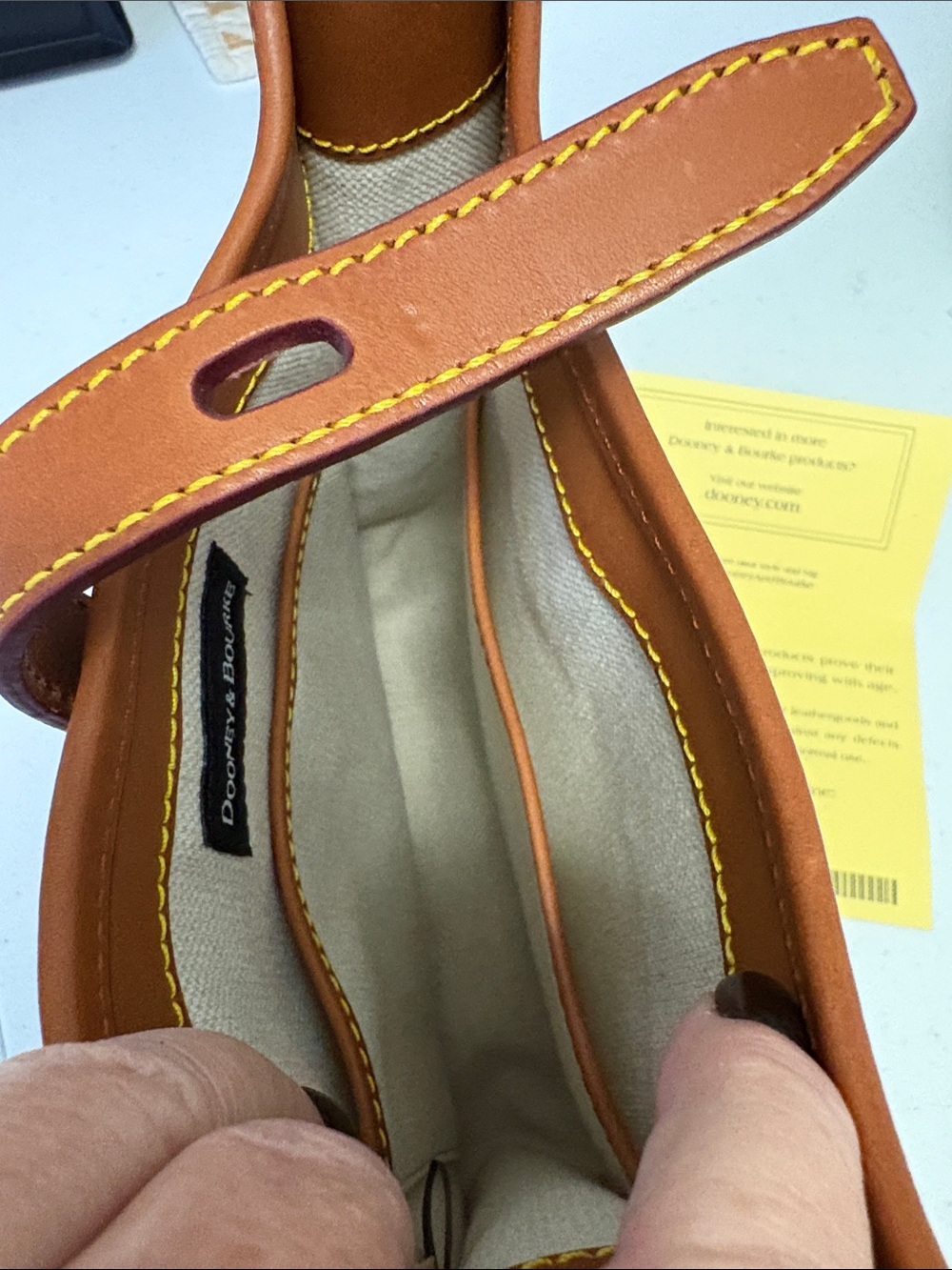 Dooney & Bourke Cognac Brown Pebbled Leather Crossbody #0039 - Picture 6 of 12